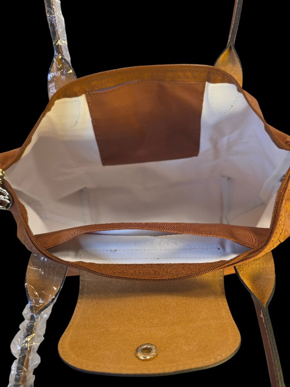 SALE!! New Foldable Cognac Colored Medium Tote in Nylon NWT - Picture 4 of 5